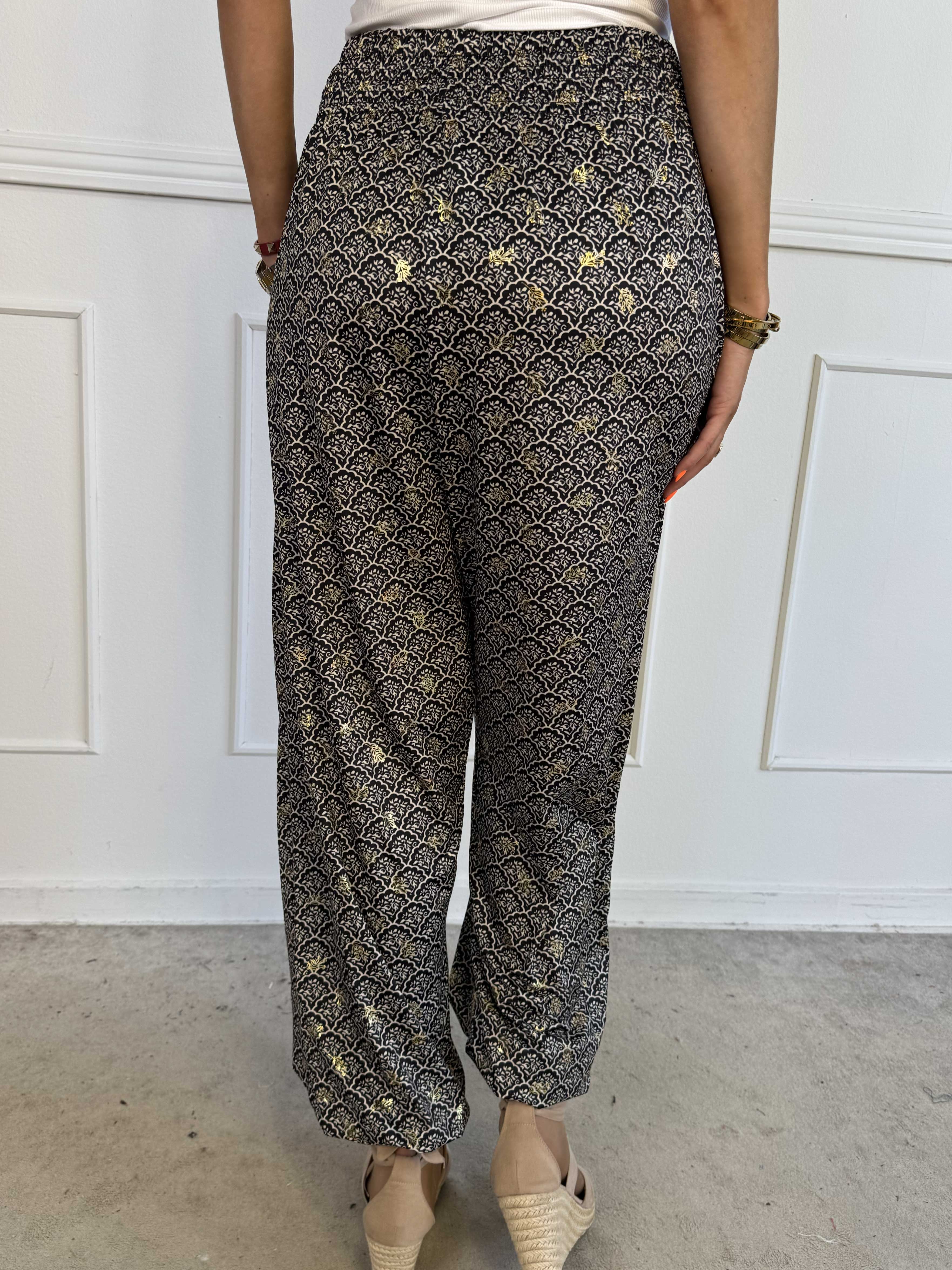 Pams Pattern Harem Pants - Elastiske bukser med smock i taljen